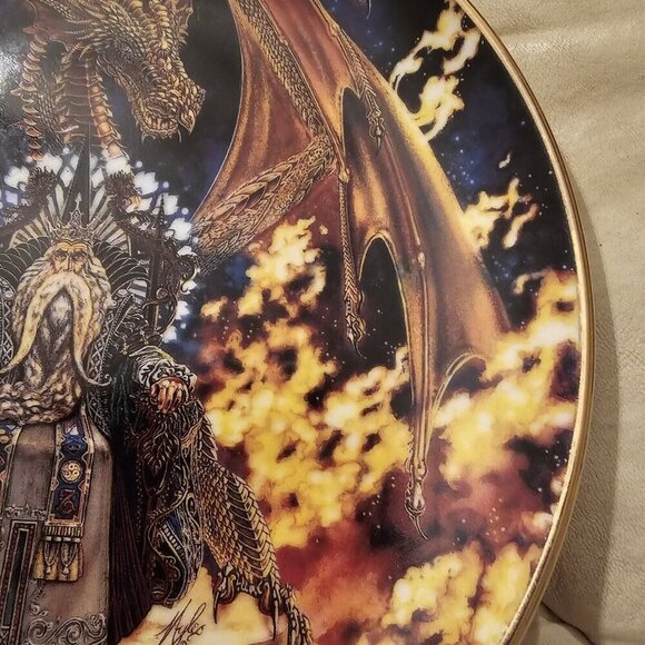 Vtg Franklin Mint DRAGON FIRE Myles Pinkney EDITION PLATE Royal Doulton Rc 2120 - Picture 6 of 9